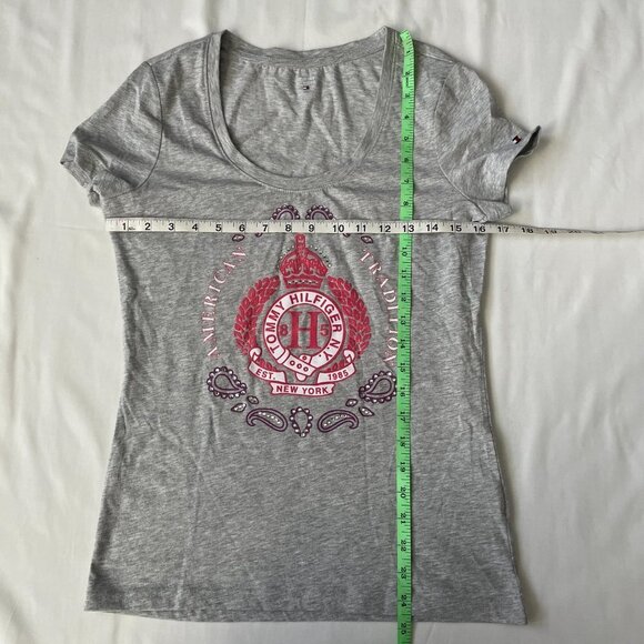 Tommy Hilfiger Womens Small Gray Short Sleeve Graphic T-Shirt - Picture 5 of 7
